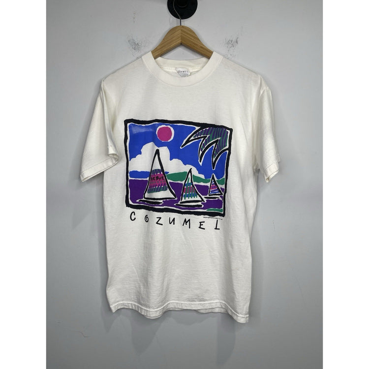 Adult Vintage 80s Cozumel Graphic Art T-shirt Bye-Bye Brand Sz Large