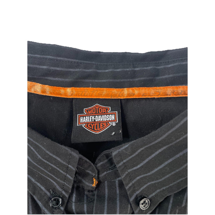 Mens Harley Davidson Black W/Stripes Button Up SS Shirt Size 4XL