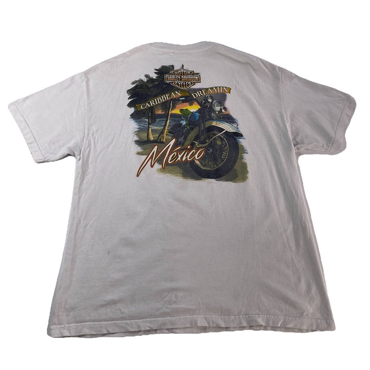 Mens Harley Davidson White Cozumel Mexico T Shirt Size XL