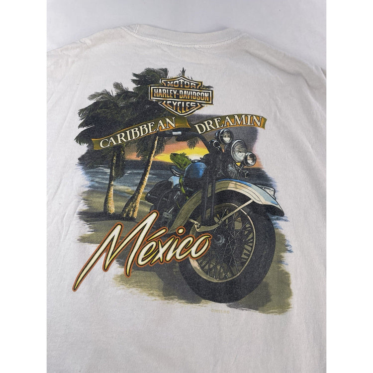 Mens Harley Davidson White Cozumel Mexico T Shirt Size XL