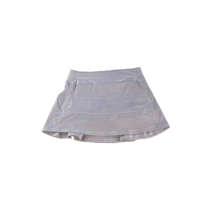 Womens Lululemon White Tiered Pleated Pace Rival Tennis Running Skirt SIZE 6