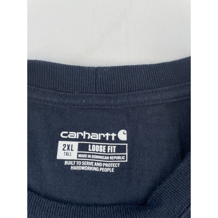 Mens Carhartt Dark Navy Blue Loose Fit T Shirt Size 2XLT
