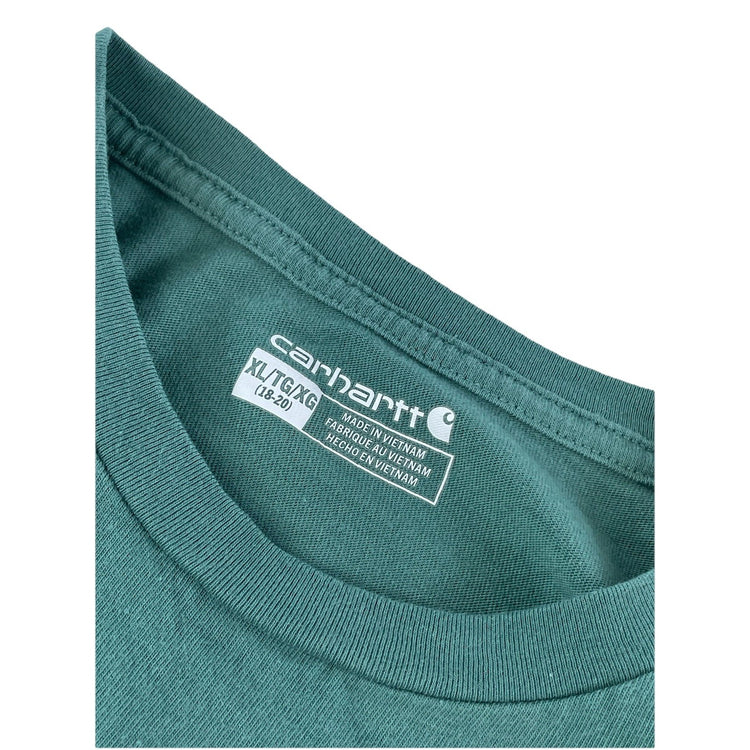 Boy’s Carhartt Green Long Sleeve Dog Graphic Pocket Shirt Size XL 18-20