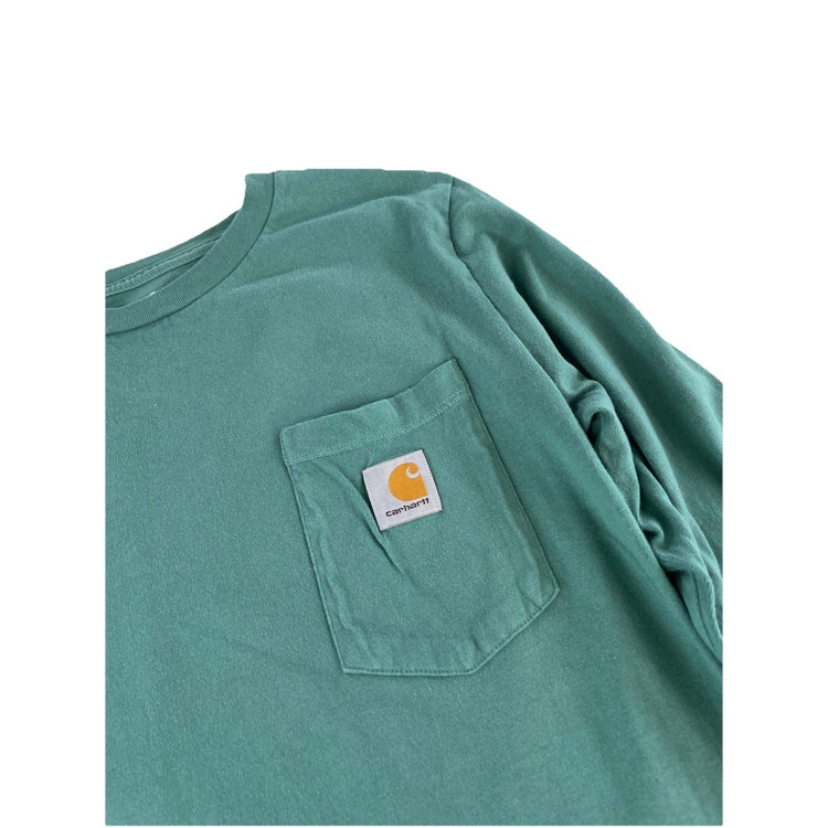 Boy’s Carhartt Green Long Sleeve Dog Graphic Pocket Shirt Size XL 18-20