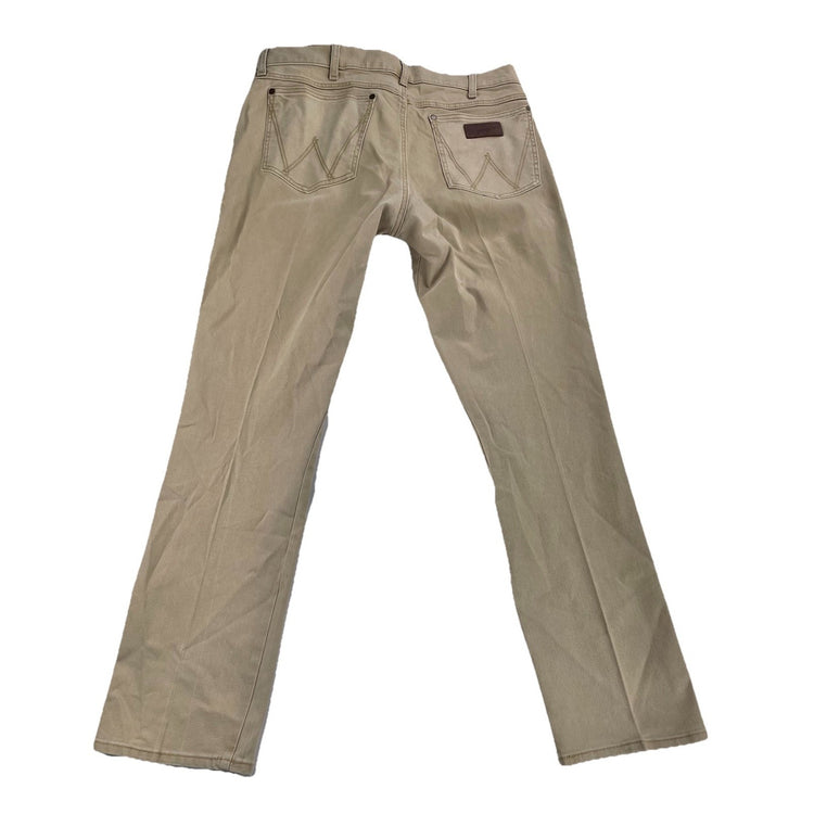 Men’s Wrangler Tan Slim Straight Jeans Size 35x34