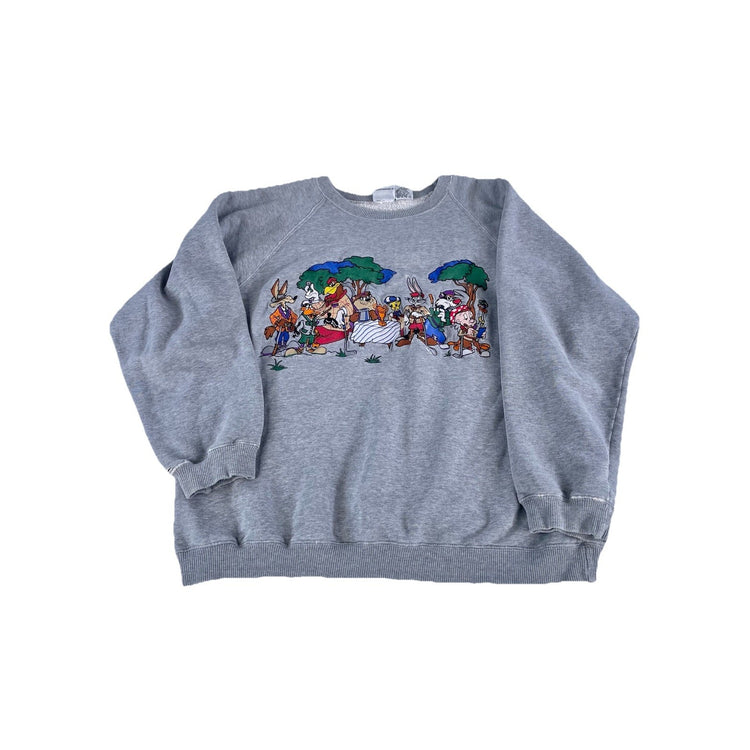 Mens Vintage 90s Acme Clothing Looney Tunes Graphic Gray Golf Sweatshirt Size L