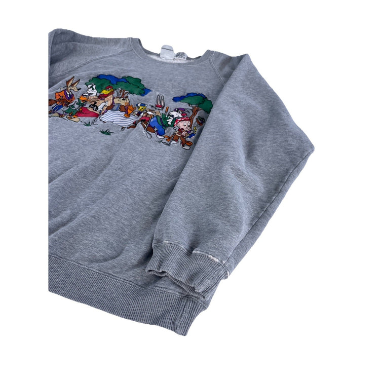Mens Vintage 90s Acme Clothing Looney Tunes Graphic Gray Golf Sweatshirt Size L