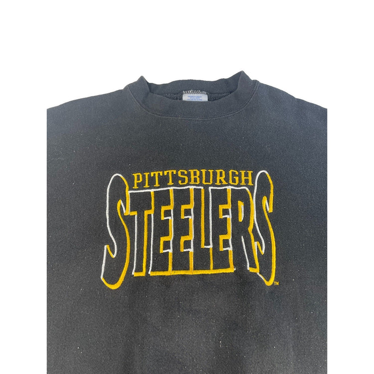 Mens Vintage Logo 7 Pittsburgh Steelers Embroidered Crewneck Sweatshirt Size L