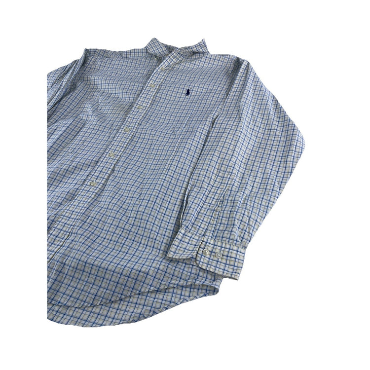 Mens Polo Ralph Lauren Yellow Blue Plaid Yarmouth Button Down Size 16 34/35