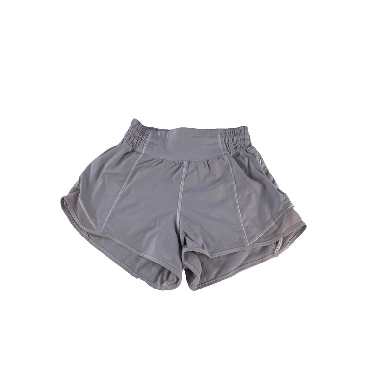 Womens Lululemon Silver Gray Speed Up Lined Mesh Running Workout Shorts SIZE 0