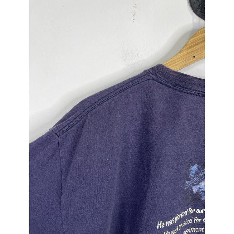 Vintage Living Epistles Christian Jesus Dark Blue Graphic T Shirt Sz Large