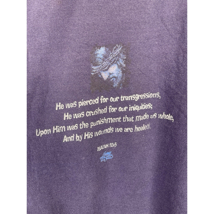 Vintage Living Epistles Christian Jesus Dark Blue Graphic T Shirt Sz Large