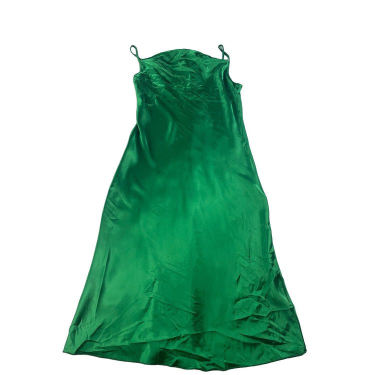 Women's Bebe Green Satin Slip Dress, Size L