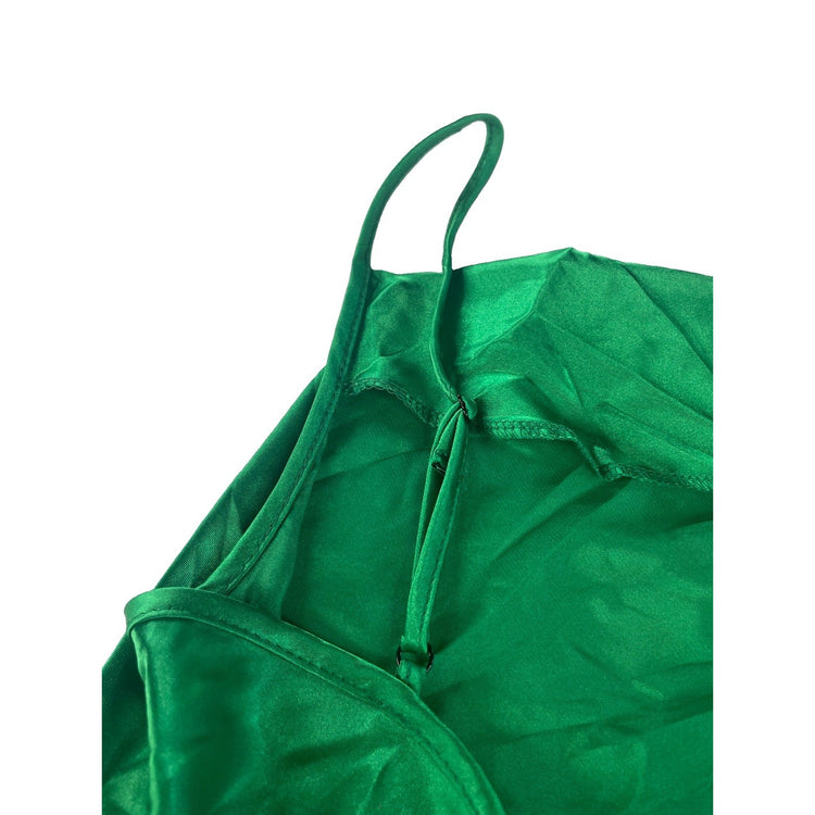 Women's Bebe Green Satin Slip Dress, Size L