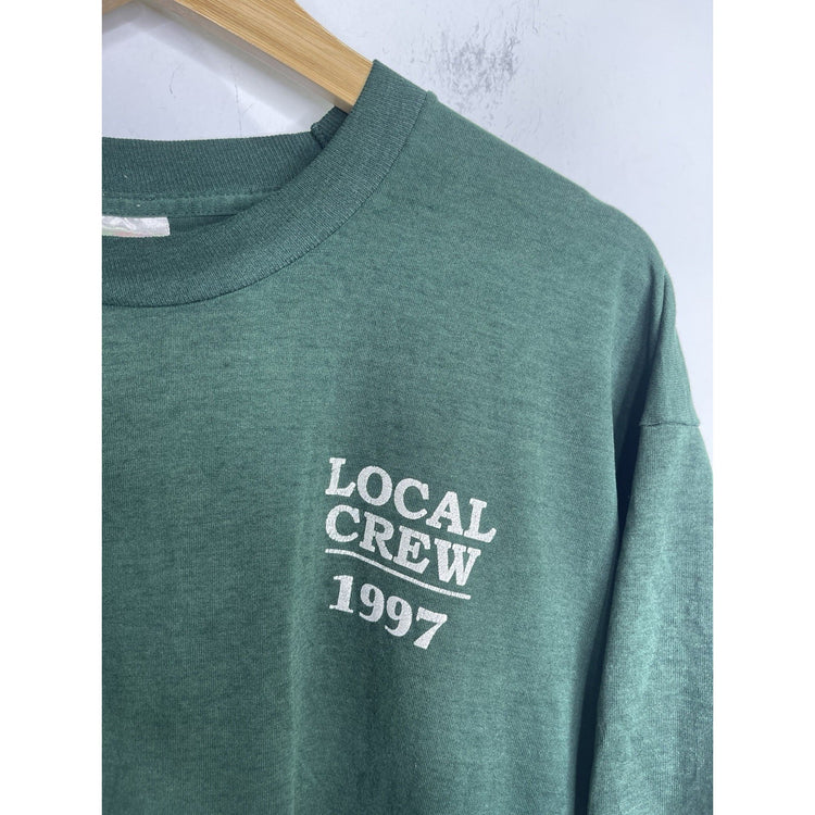Men’s Vintage 90s green Local Crew The Beach Boys Short Sleeve T Shirt Sz XL
