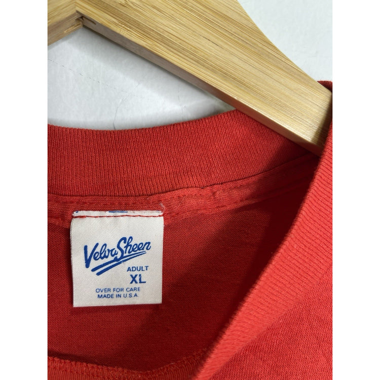 Adult VTG Velva Sheen Mickey Mouse Disney Florida Beach T shirt Red Size XL