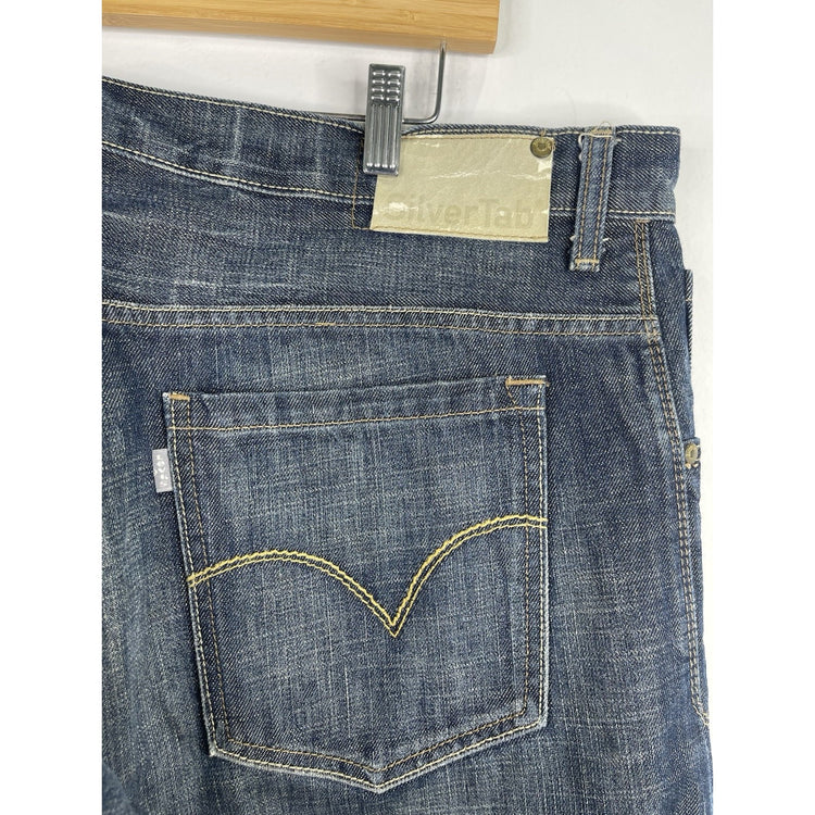 Levi's Silver Tab Mens Jeans Baggy 00's Blue Denim Wide Leg Medium Dark 38x30
