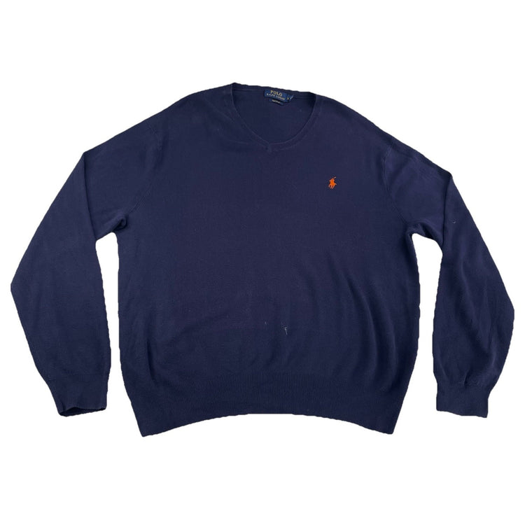 Mens Polo Ralph Lauren Size XL Navy Blue V Neck Sweater