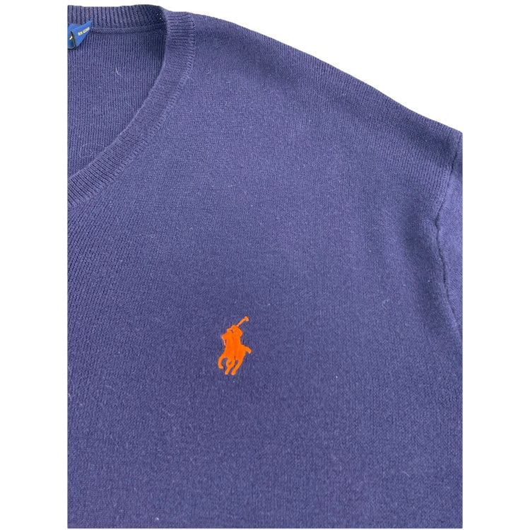 Mens Polo Ralph Lauren Size XL Navy Blue V Neck Sweater