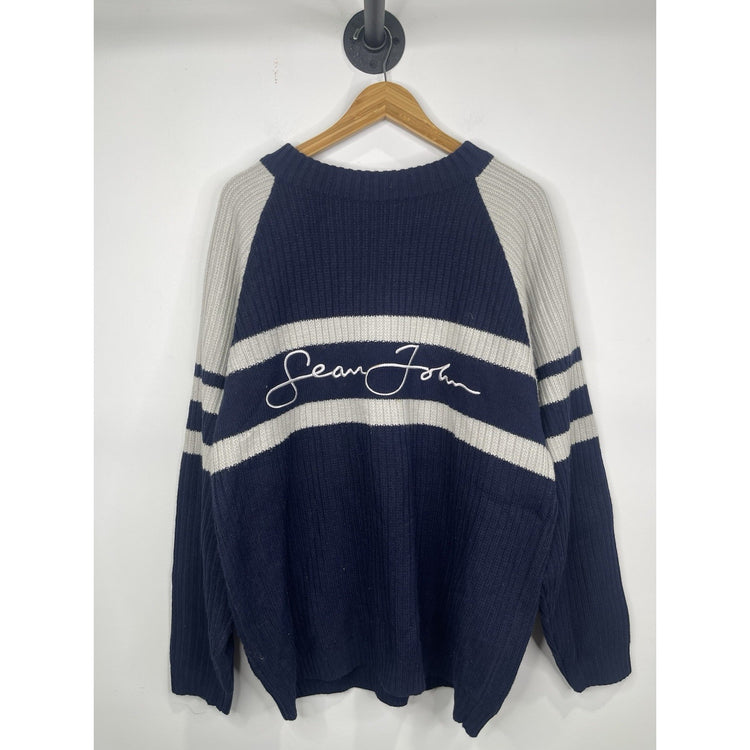 Men’s 90’s Vintage Sean John Size Large Pullover Sweater Blue/white