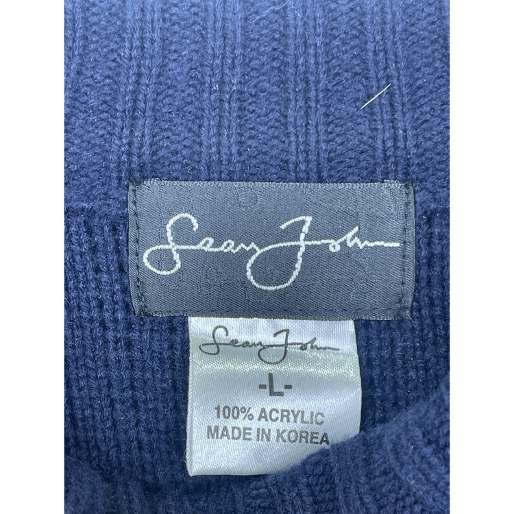 Men’s 90’s Vintage Sean John Size Large Pullover Sweater Blue/white