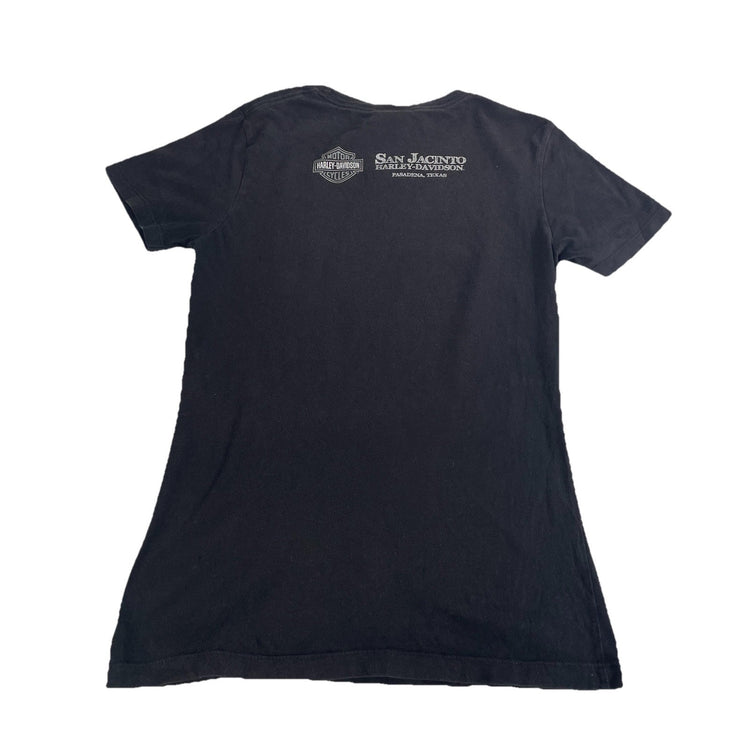 Womens Harley Davidson Genuine Motorcycle Basic Black Tee Slim Fit Size S