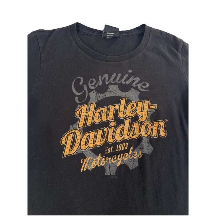 Womens Harley Davidson Genuine Motorcycle Basic Black Tee Slim Fit Size S