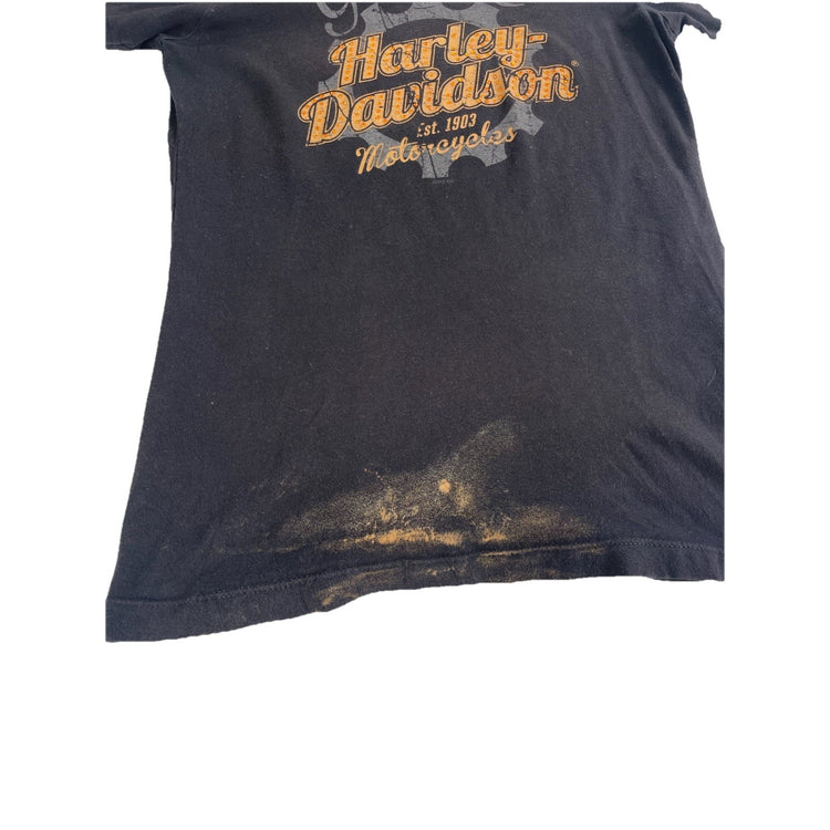 Womens Harley Davidson Genuine Motorcycle Basic Black Tee Slim Fit Size S