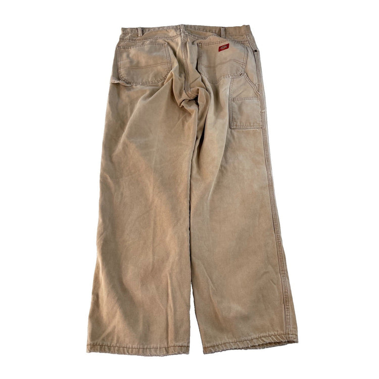 Men's Vintage Distressed Dickies Carpenter Pants Tan Duck Canvas 38x30