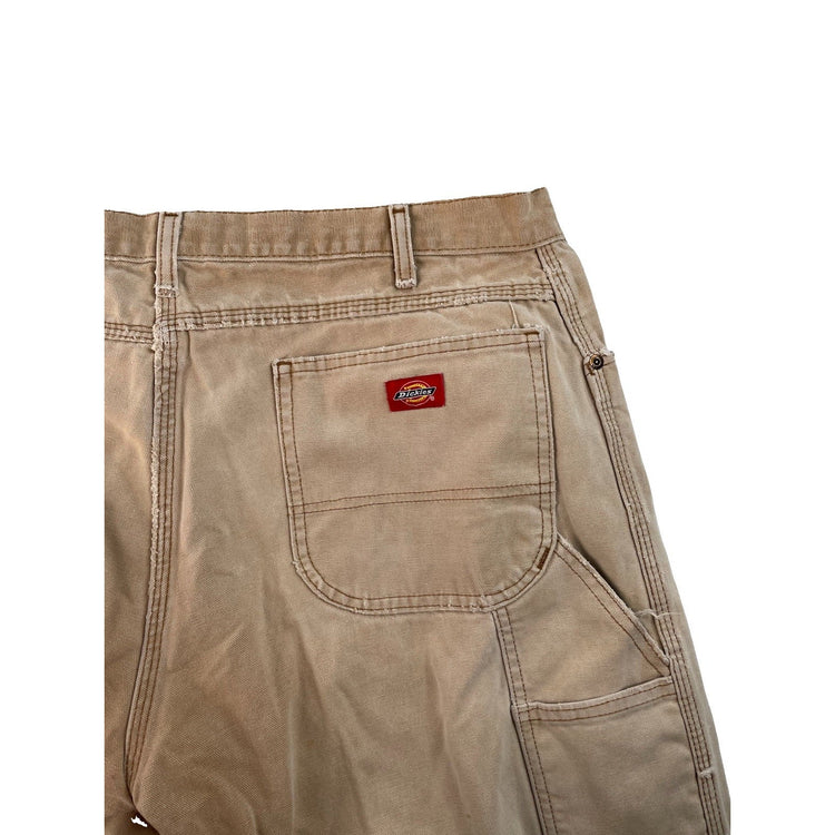 Men's Vintage Distressed Dickies Carpenter Pants Tan Duck Canvas 38x30