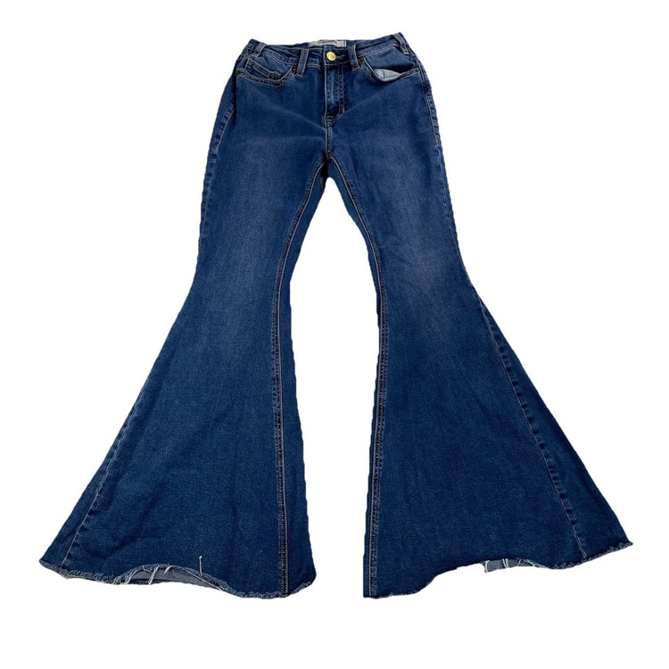 Womens Rock&Roll High Rise Bell Bottom Denim Blue Jeans Size W 26 L 32