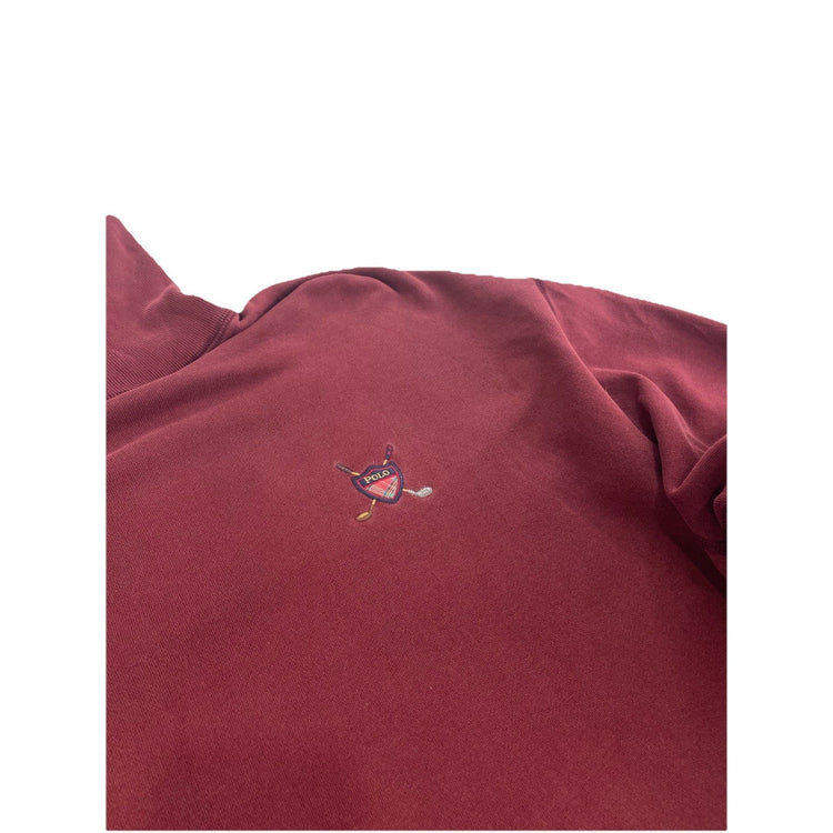 Mens Vintage Polo Ralph Lauren Red Sweatshirt Turtle Neck Size M