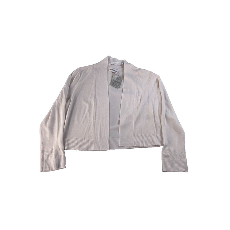 Women's Calvin Klein White Open-Front Cropped Cardigan Size S