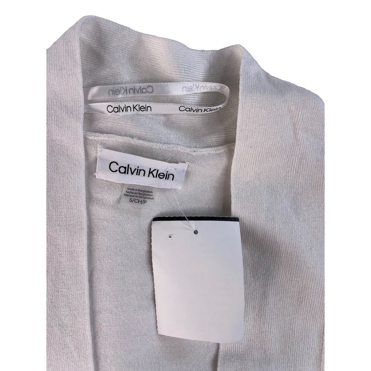 Women's Calvin Klein White Open-Front Cropped Cardigan Size S