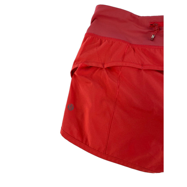 Womens Lululemon Autumn Orange Rust Red Low Rise Lined Running Short Size 6