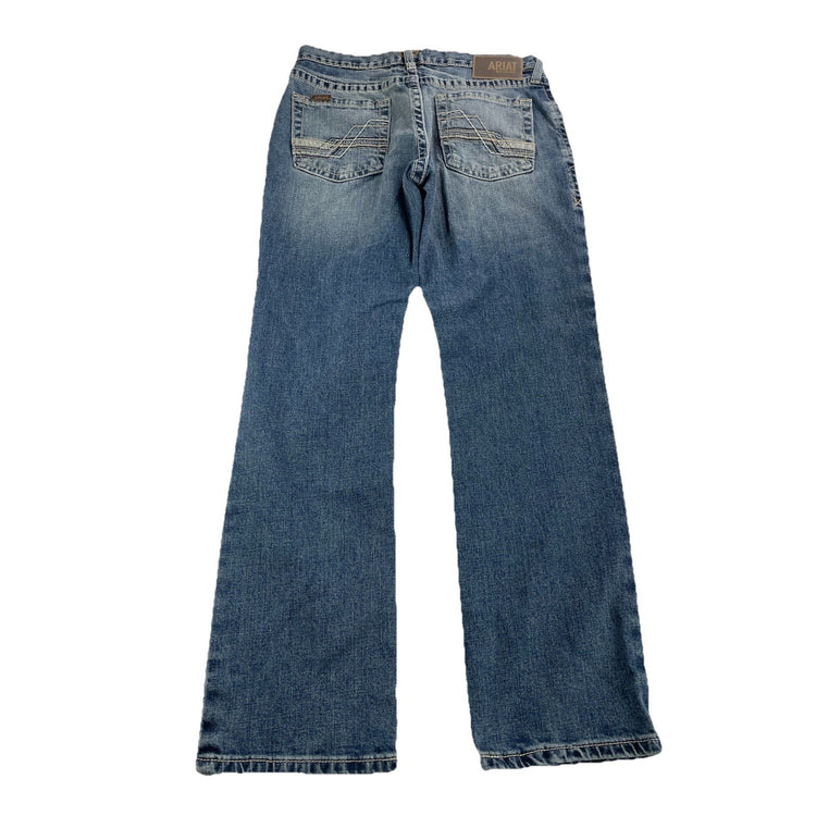 Mens Ariat M4 Relaxed Straight Leg Denim Medium Wash Blue Jeans Size 32x32