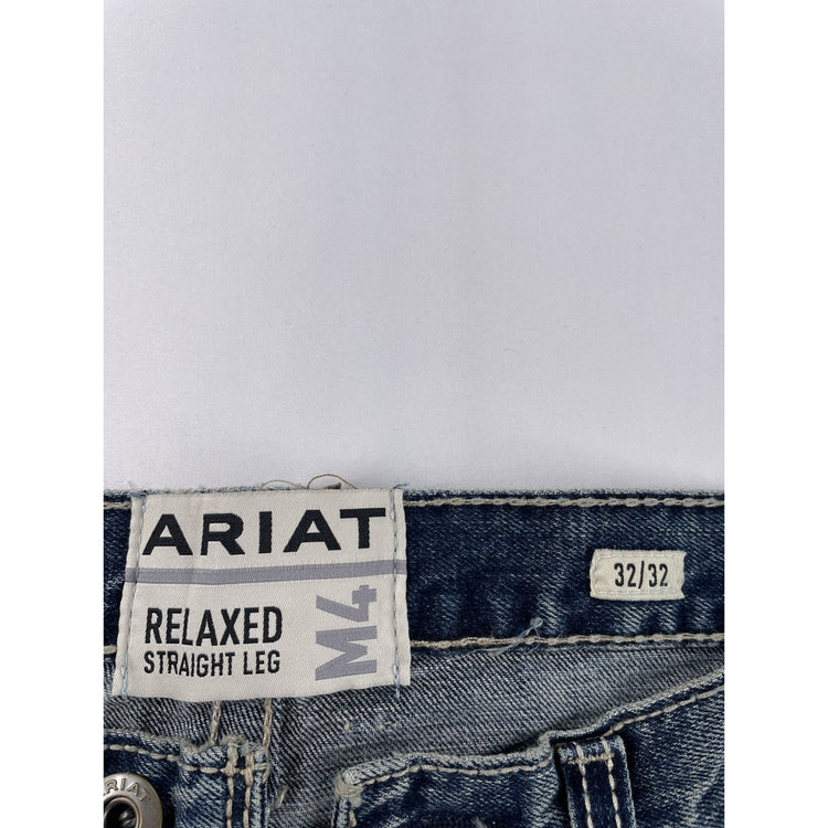 Mens Ariat M4 Relaxed Straight Leg Denim Medium Wash Blue Jeans Size 32x32
