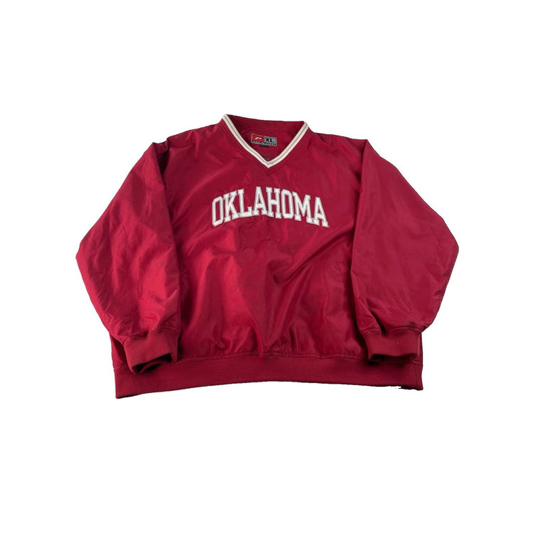 Mens Oklahoma Sooners V-Neck Pullover Windbreaker Jacket Red Size XL