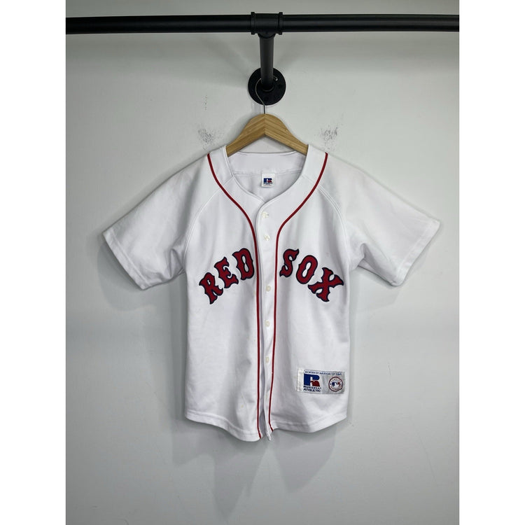 Youth Boston Red Sox Button Up Jersey Russel Athletics Sz 10/12