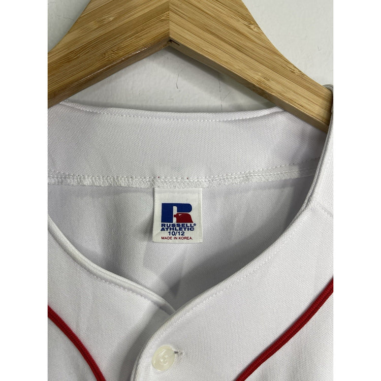 Youth Boston Red Sox Button Up Jersey Russel Athletics Sz 10/12