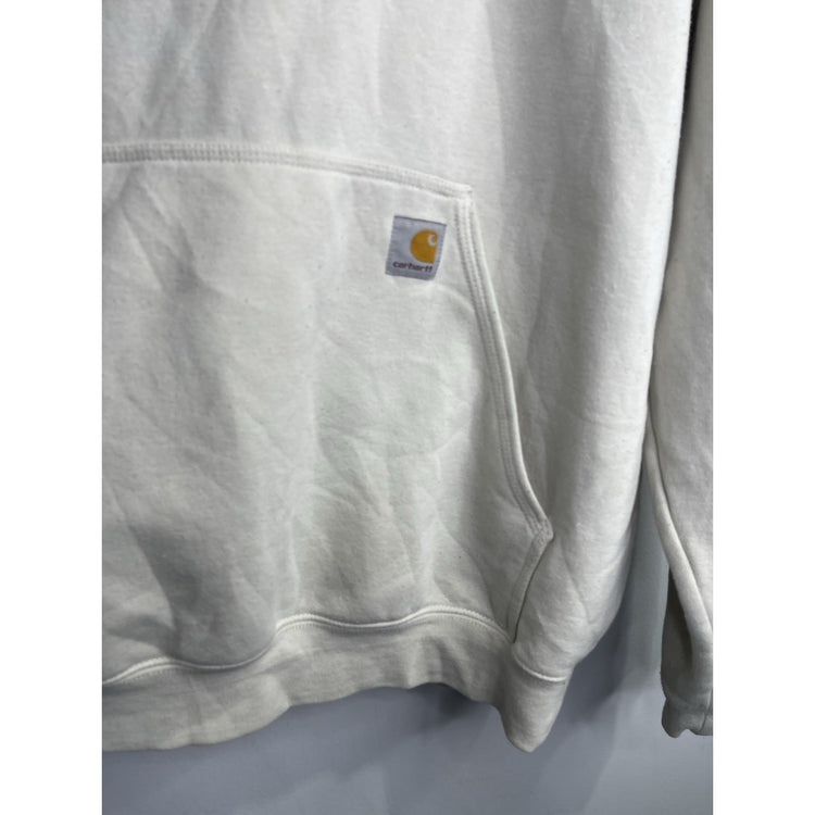 Adult Carhartt Sweatshirt Hoodie Pullover Spell Out Logo Relaxed Fit Fleece Sz L