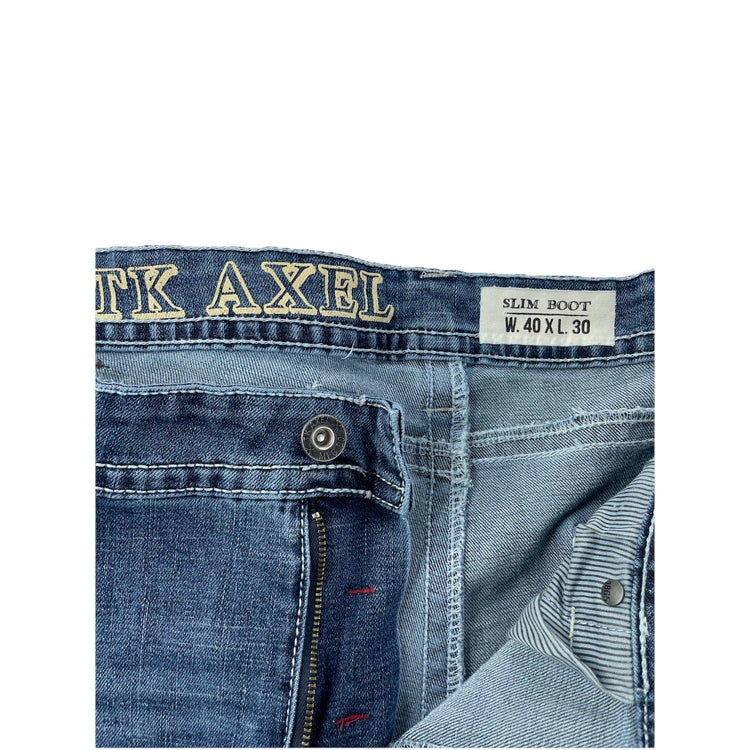 Men’s TK AXEL Slim Boot Blue Denim Jeans Size 40x30