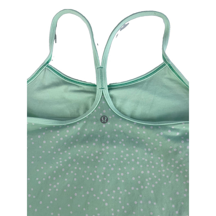 Womens Lululemon Mint Green White Polka Dot A Line Tennis Tank Top Size 8