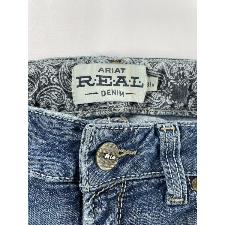 Women’s Ariat REAL DENIM Slim Mid Rise Bootcut Light Wash Blue Jeans Size 31r