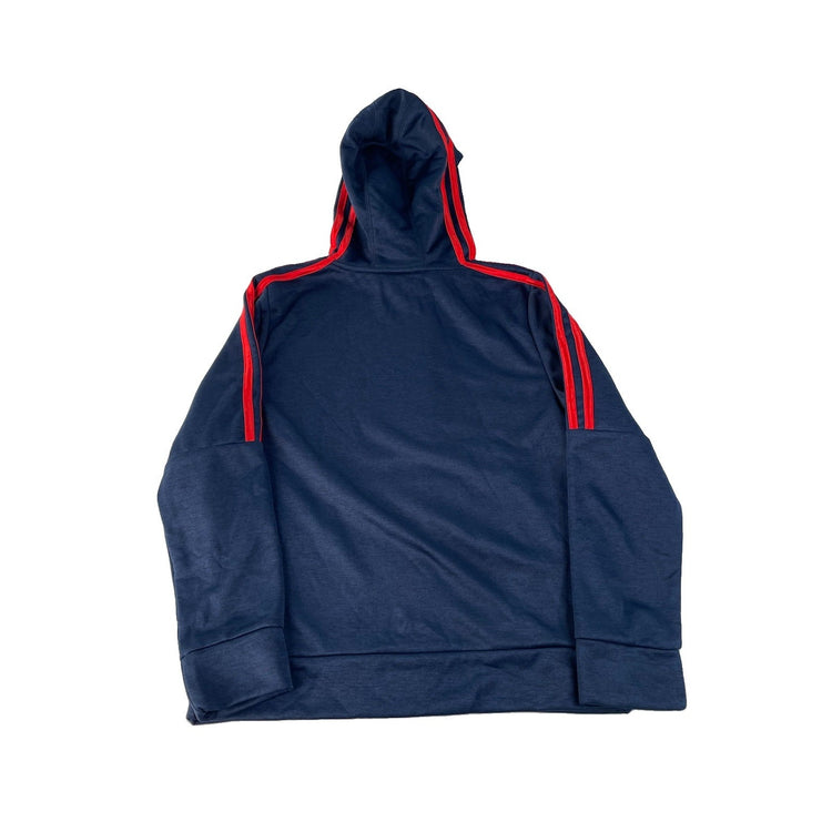 Boys Adidas NWT Heather Navy Red 3 Stripe Outline Logo Pullover Hoodie SIZE M