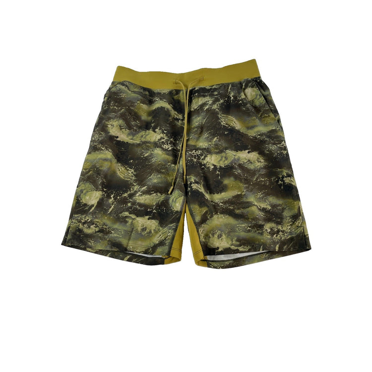Mens Lululemon Green Camo Workout Running Shorts Size L