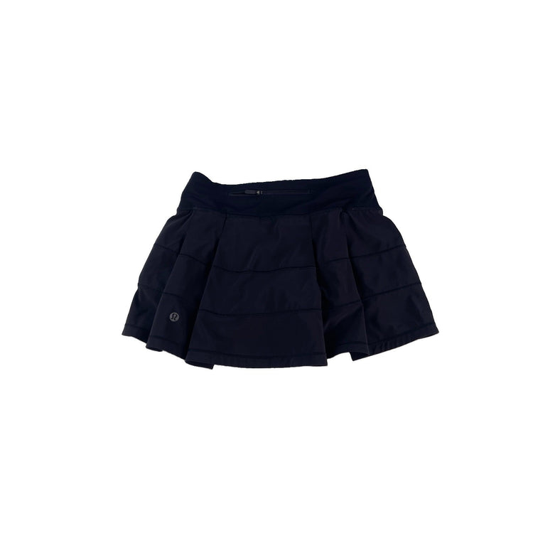 Womens Lululemon Black Tiered Pleated Pace Rival Tennis Running Skirt Size 0