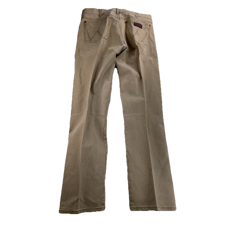 Men’s Wrangler Retro Tan Slim Straight Jeans Size 34x34