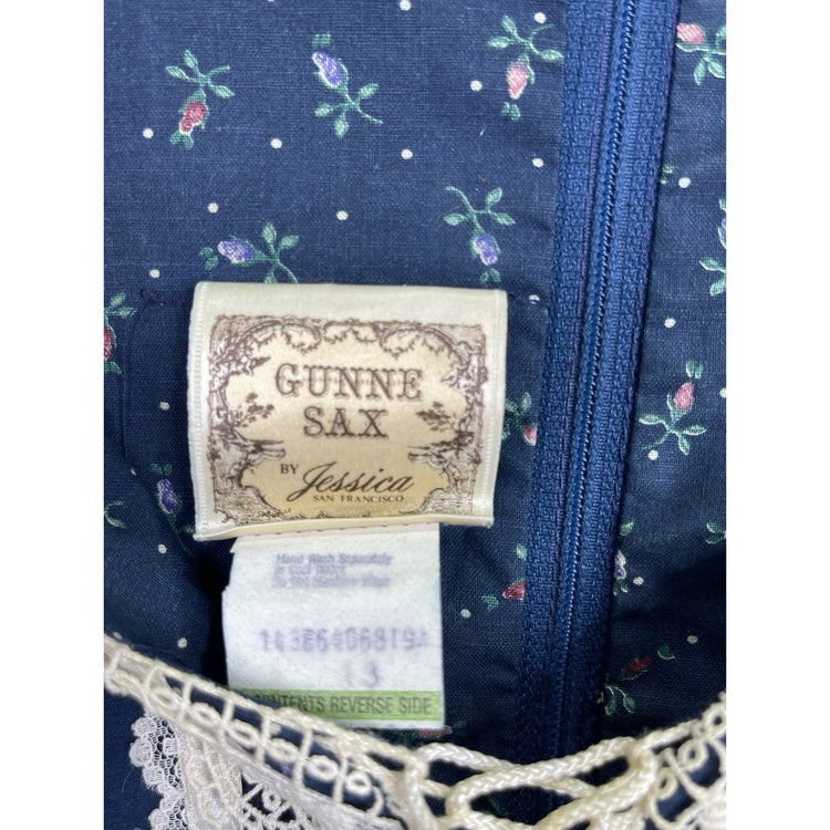 VNTG 1970s GUNNE SAX for Jessica McClintock Ditsy Floral Lace Up Maxi Dress 13