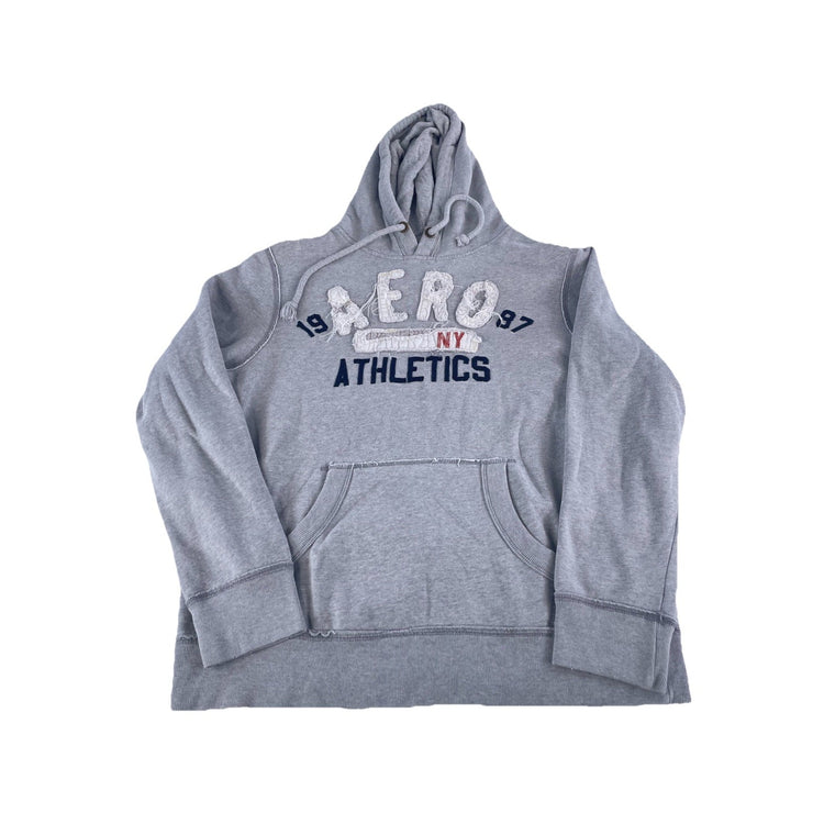 Men’s Aéropostale Gray "Aero Athletics" Hoodie Sweatshirt Size Medium